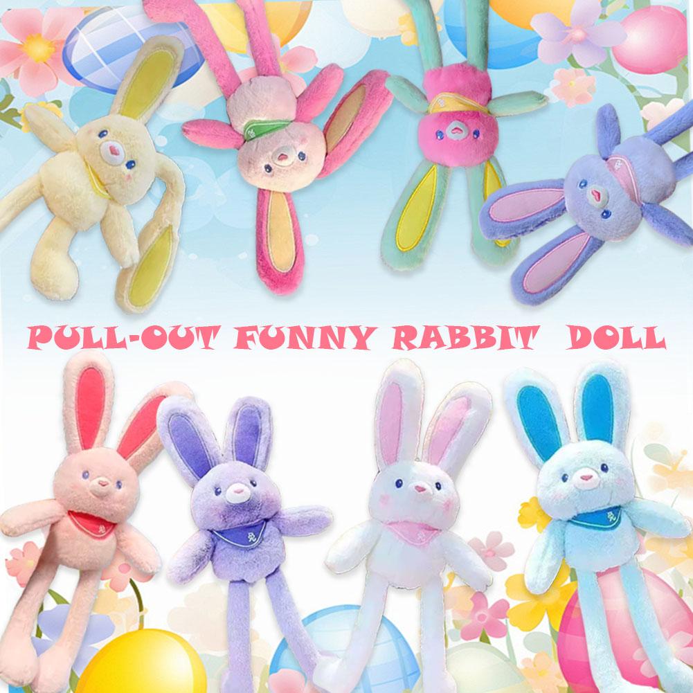 Pull Up Rabbit Plush Toy Soft Stuffed Bunny Keychain Cute Hanging Decor Stress Relief Schoolbag Pendant Gift For Kids 30Cm