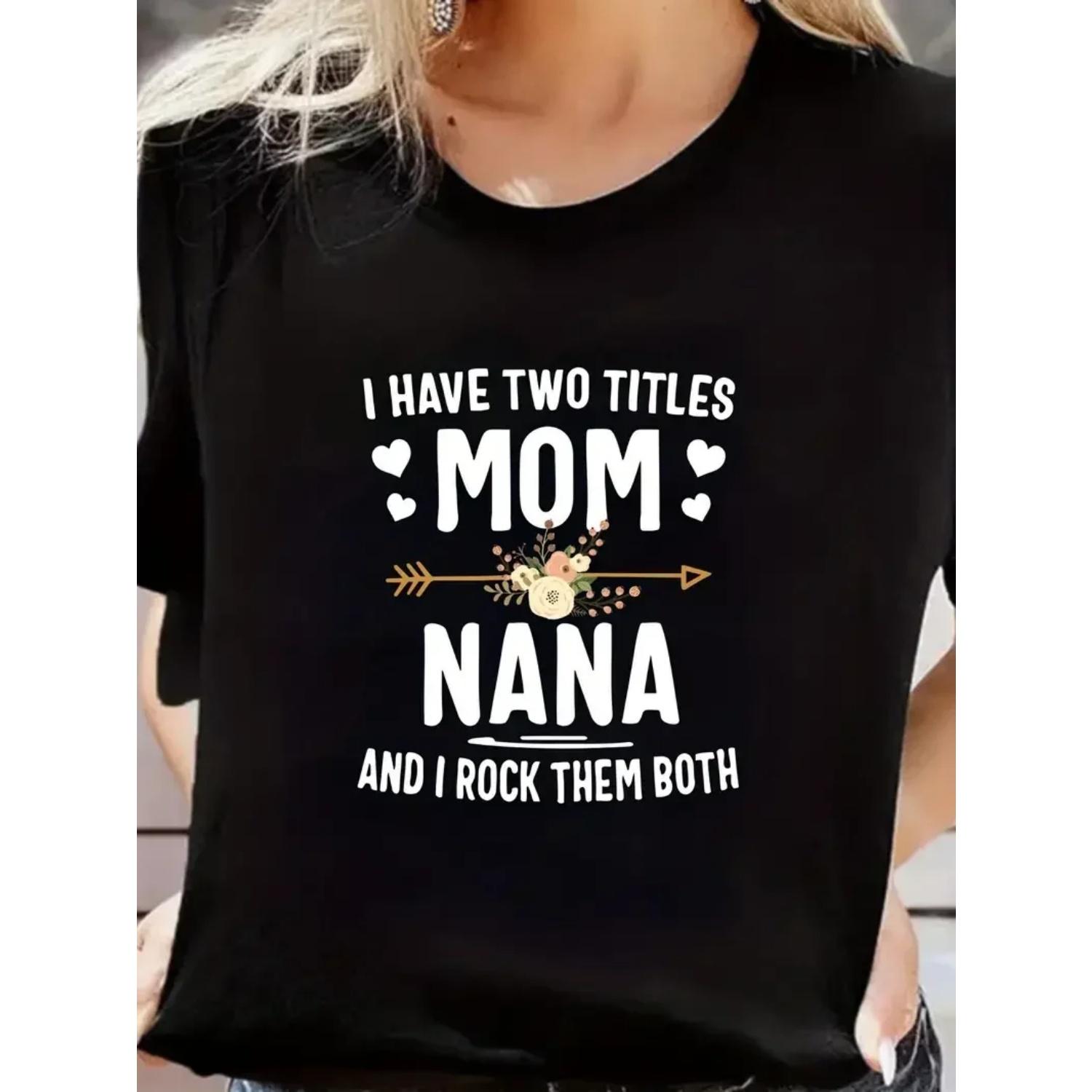 Mom nana Letter Printed T-shirt Fun and Simple Hand Painted Love Mom Retro Women s T-shirt Fashion Casual Summer Top Harajuku S чёрный
