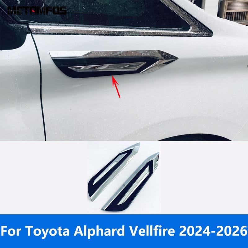 For Toyota Alphard Vellfire 2024 2025 2026 Chrome Front Door Side Fender Cover Molding Trim Sticker Accessories Car Styling