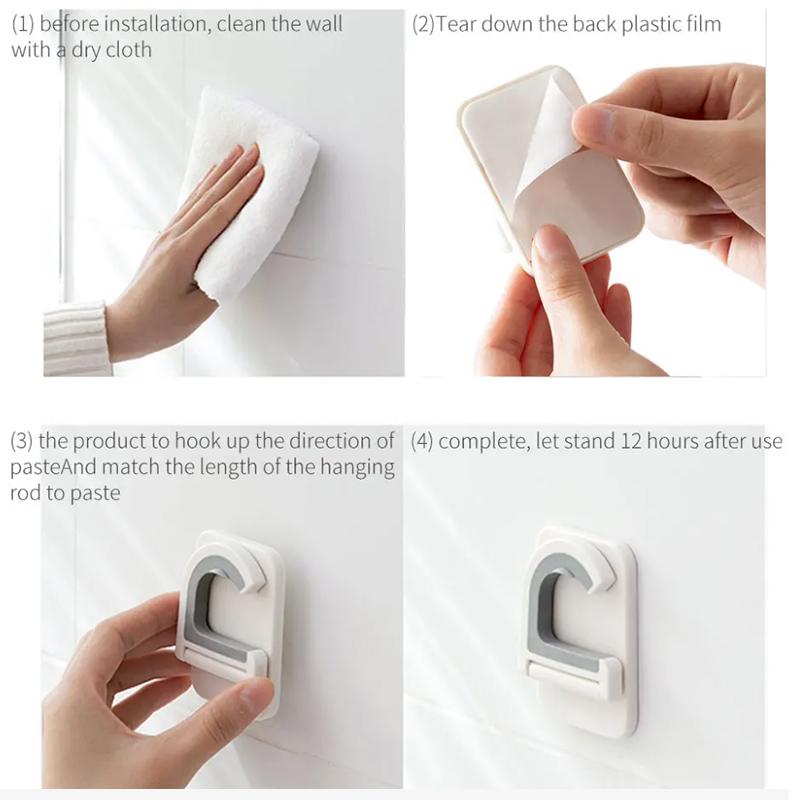 2Pcs Wall Mount Umbrella Organizer Holder Mop Broom Hook Waterproof Broom Hanger Storage Hook Bathroom Organization Accessories