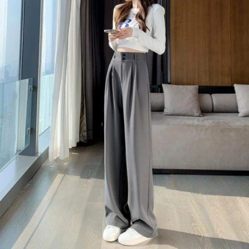 

Летние брюки с эластичной талией меньшего размера и широкими штанинами, женские, с высокой посадкой, свободные, облегающие, с драпировкой, брюки для отдыха S