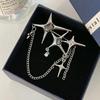 Korean Metallic Star Chain Brooch with Tassel - Niche Fashion Accessory