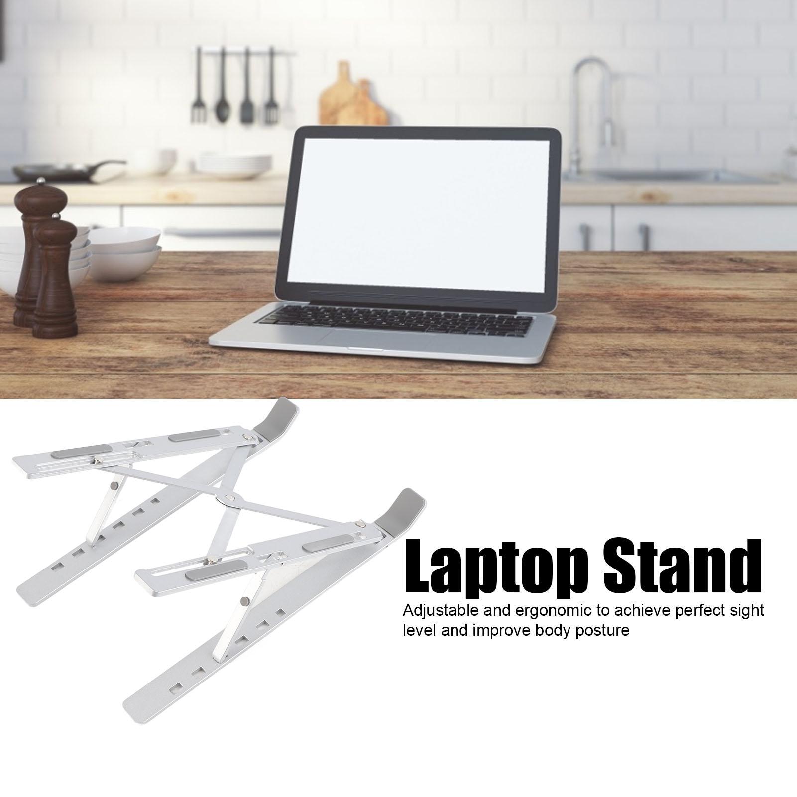 

Desk Laptop Stand Foldable Aluminum Alloy Computer Stand Portable Laptop Riser Cooling RackSilver серебряный