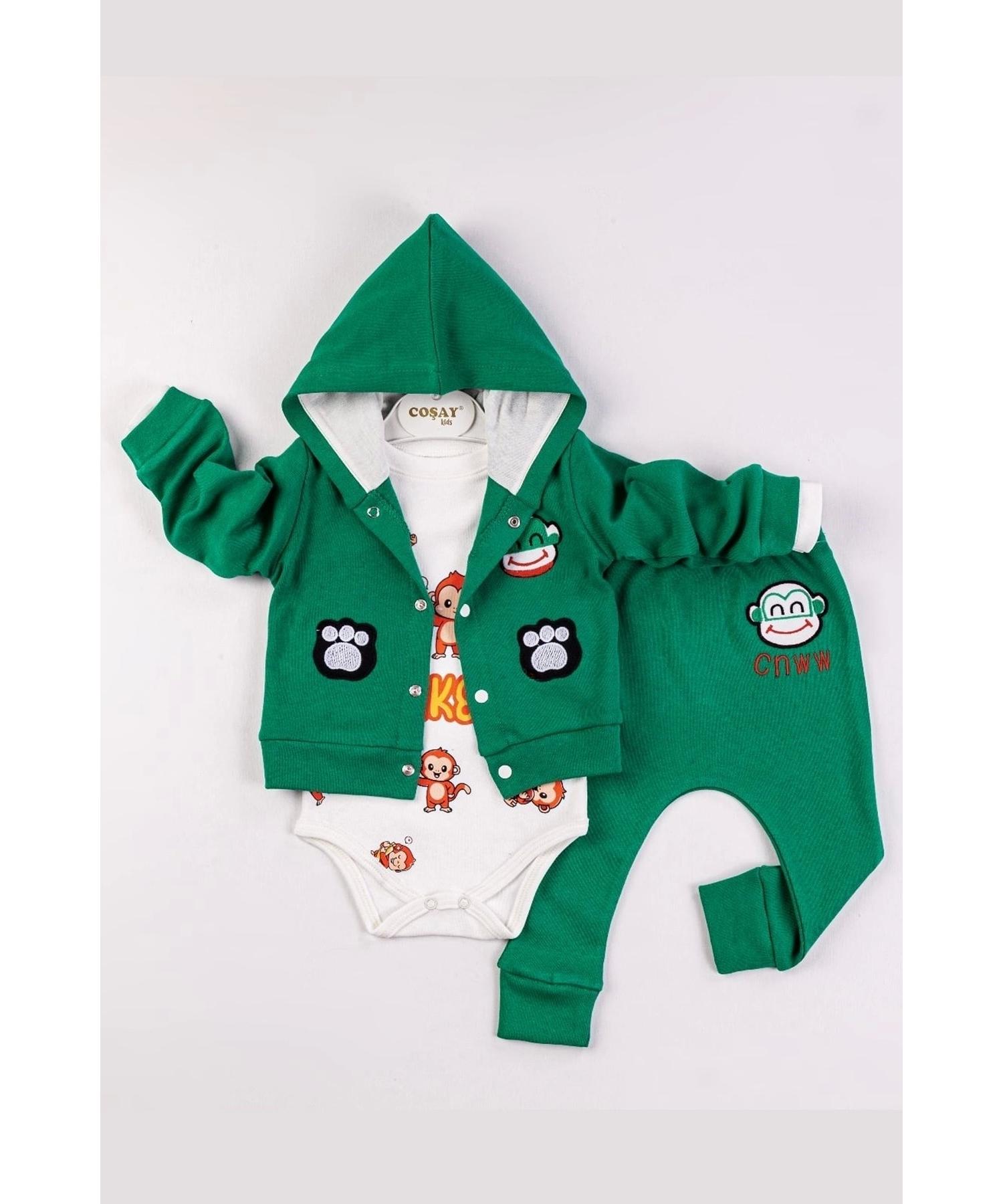 

Комплект для мальчика с капюшоном и вышивкой обезьяны