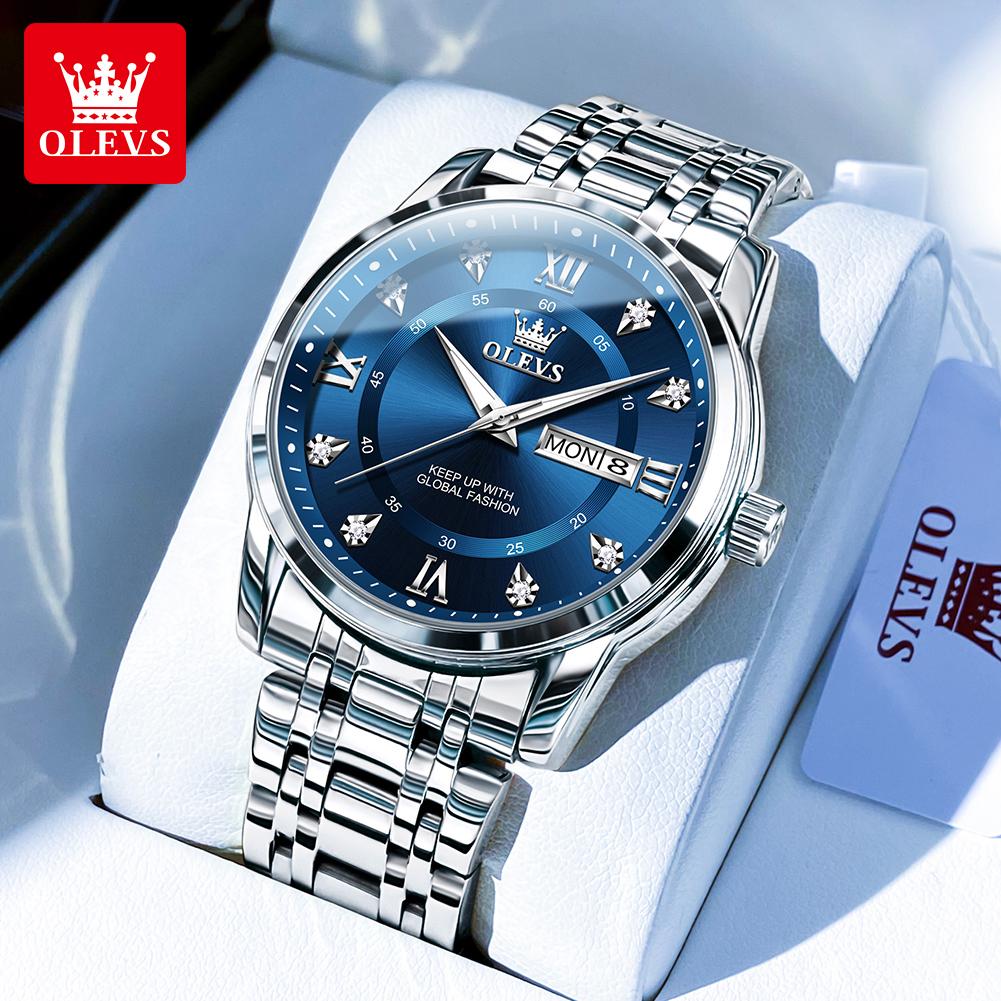 OLEVS Upgrade Perfume Quartz Men's Watches Fashion Waterproof Dual Calendar Luminous Luxury Brand Original Man Wristwatch 5513X