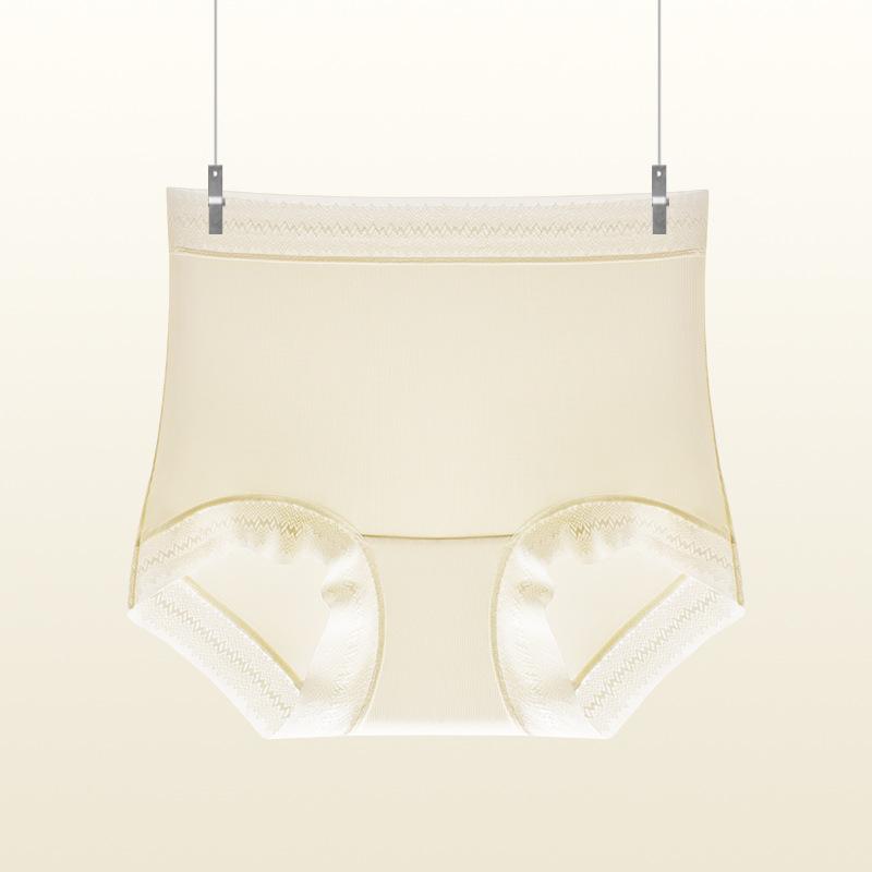 Women's Spring and Summer Thin 10A Antibacterial Crotch Free Crotch High Waist Full Hip Briefs