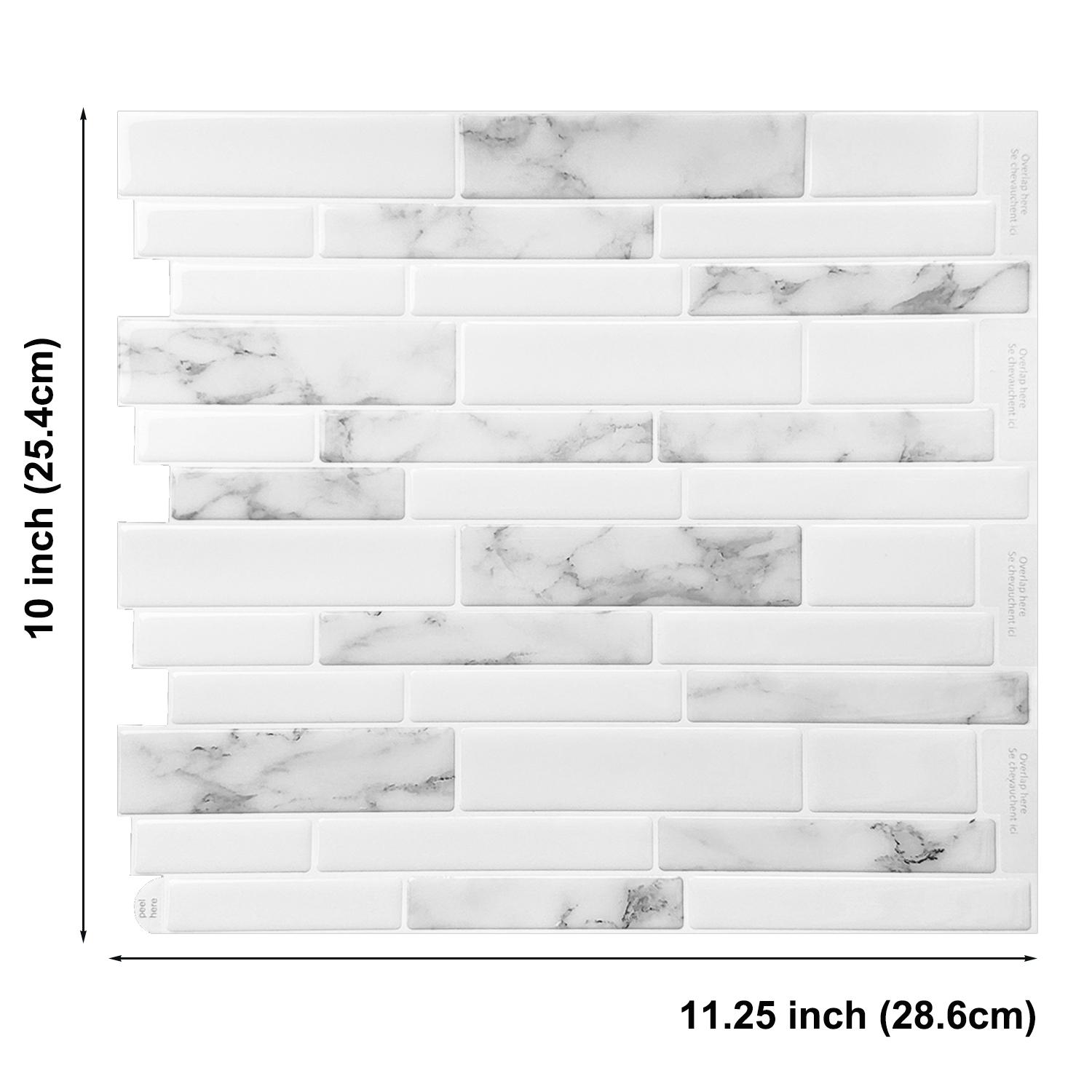 

10 Sheets Modern Marble Patterned 3D Peel and Stick Backsplash Tile - Premium Kitchen, Bathroom, and Laundry Decor 11.22 x 10 10 Sheets