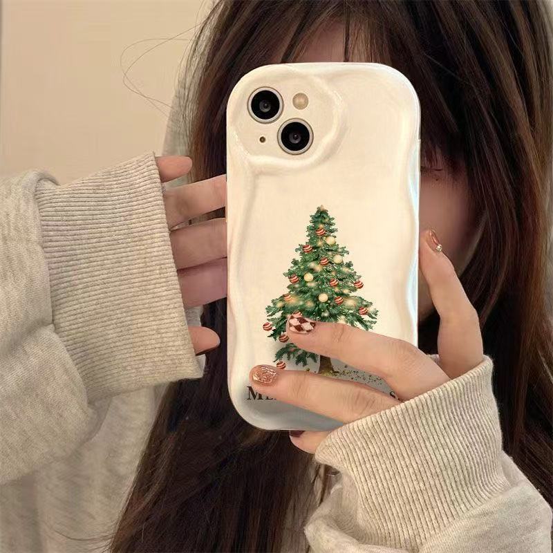 Christmas Tree for Apple 16PROMAX Mobile Phone Case Iphone12/13 Cream Pattern 14pro/15/11 Girl