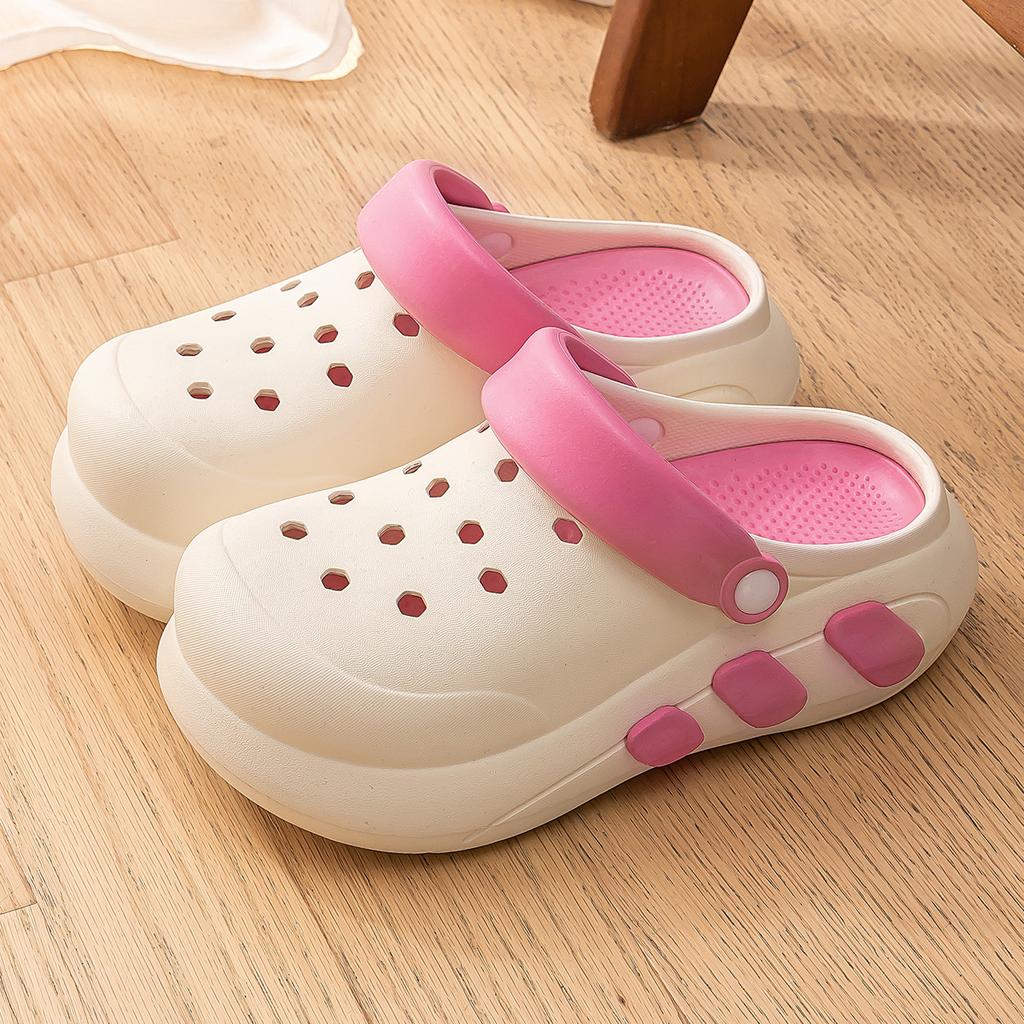 EVA Women Hole Shoes Slip-On Heightened Thick Bottom Slippers Breathable Soft Outdoor Slippers