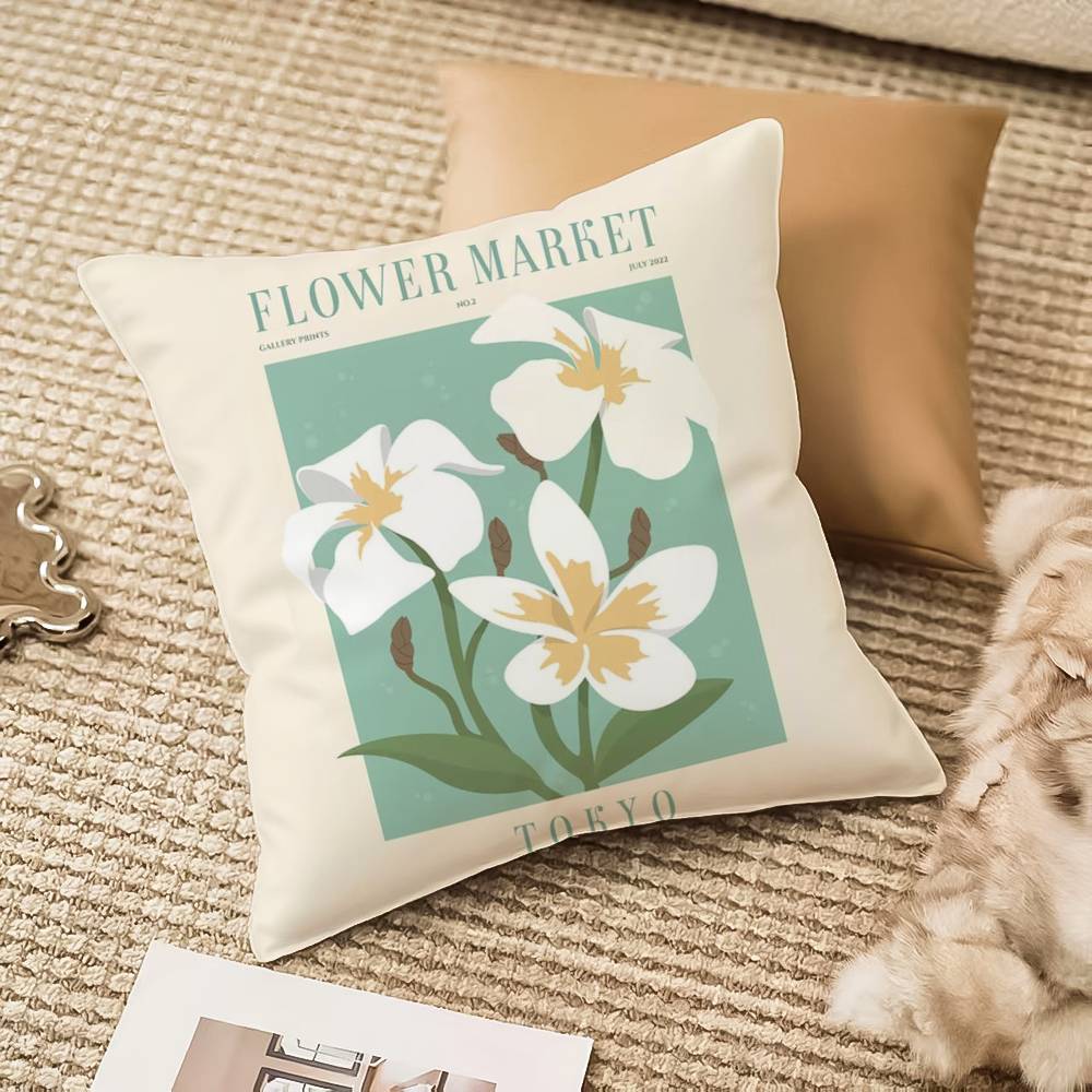 Fl-lower M-market Pillow Case Anti-dustmite Invisible Zipper Sofa Bed