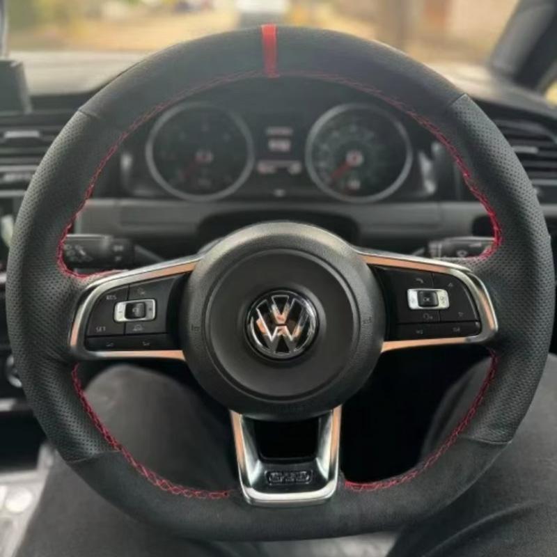 Braid Genuine Leather Car Steering Wheel Cover  for Volkswagen VW Golf R MK7 Golf 7 GTI VW Polo Scirocco 14-16 DIY Car Interior