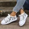 Mode Damen Sneaker Totenkopf Fledermaus Muster Flache Vulkanisierte Schuhe Mode Schnür-Sneaker Damen Lässige Atmungsaktive Canvas Schuhe