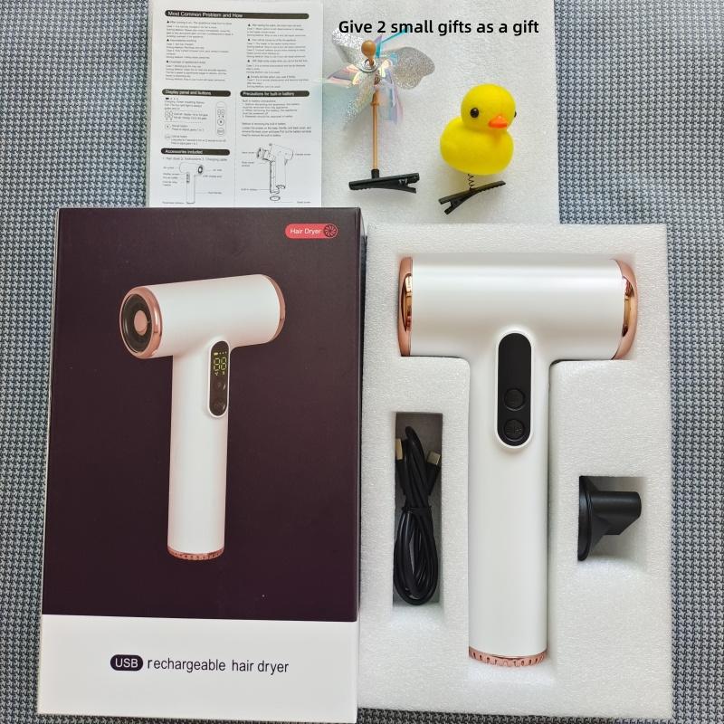 USB Rechargeable Wireless Hair Dryer With High Wind Power For Children/Students/Travel, Portable Outdoor Plug Free Hair Dryer
