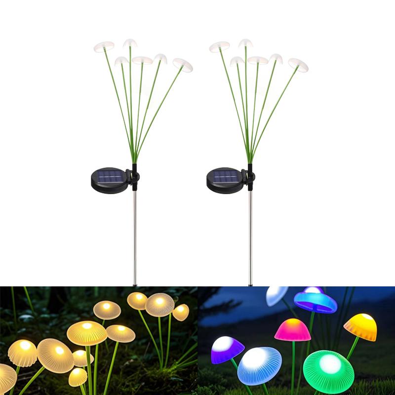 Solar Garden Jellyfish Mushroom Decor Lights Outdoor Pathway Yard Patio Waterproof Solar Sway Light