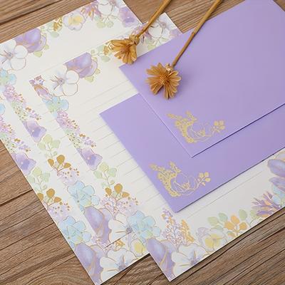 A5 Skrivpapper med kuvert Floral stil Linjerat skrivpapper 6 ark Brevpapper med 3 st kuvert