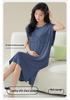 2026 Women's Spring/Summer Blue Nightgown with Built-in Bra, Short Sleeves, Round Neck, Casual Homewear Style