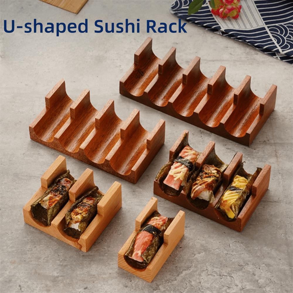 Thickened Sushi RackU-shaped Sushi Rack Sapele Wood Sushi Boat Creative Urchin Holder  Home