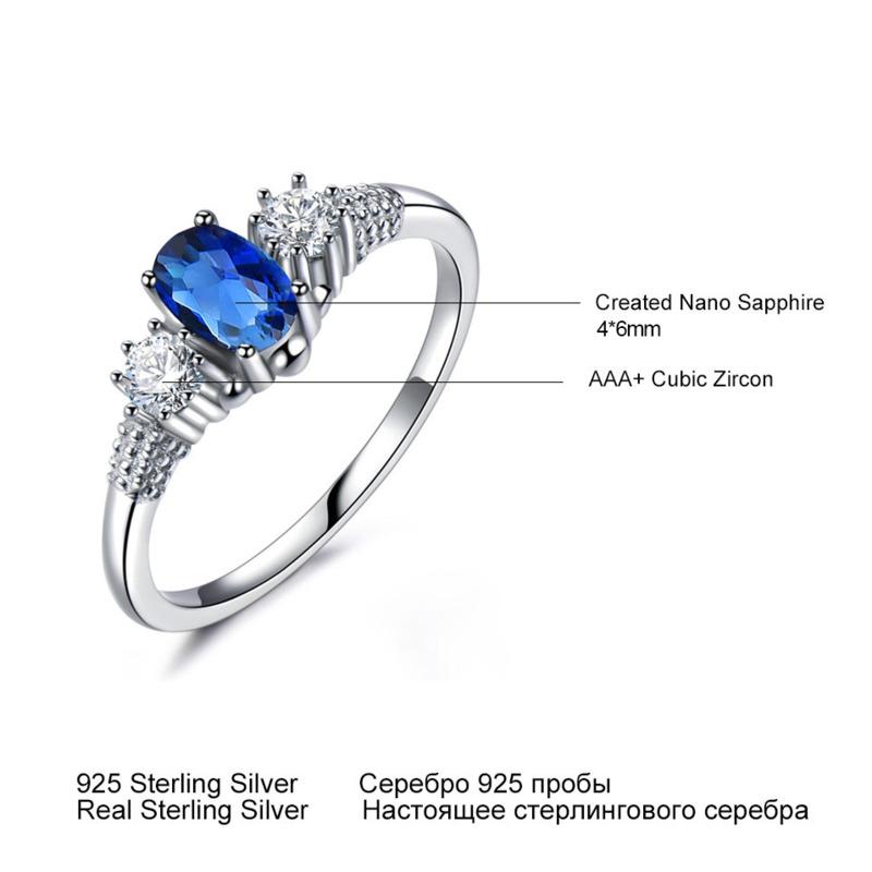 Gica Gema 925 Sterling Silver Engagement Rings For Women Princess Created Blue Sapphire Spinel Ring Brand Fine Jewelry Gift