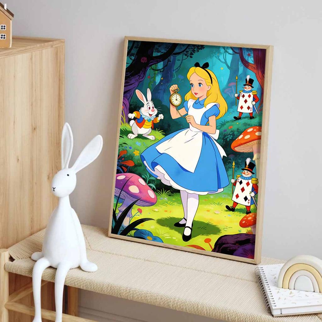 Disney Diamond Painting Kit Full Diamond Round Alice Wonderland Decor Home Decor Craft Gift