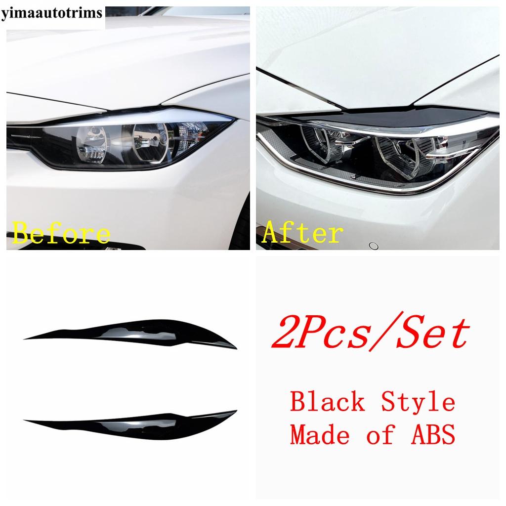 

2pcs Car Carbon Fiber / Black Headlight Eyebrow Stickers Cover Trim For BMW 3 Series F30 320i 2013 - 2018 Auto Light Accessories Black Style