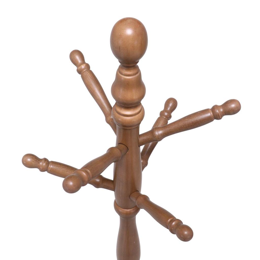 Fuji Boeki Slim Wooden Coat Hanger Rack, 50.8cm Wide x 43cm Deep x 183cm High, Dark Brown, 3-Tier Hooks, Suitable for Entryways, Product Number: 10264