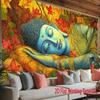 2D Flat, Colorful Sleeping Buddha Lotus Tapestry Wall Hanging For Meditation Yoga Room Decor Spiritual Art Print Home Decoration
