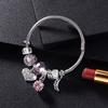 RAVIMOUR Love Heart DIY Bracelet Crystal Bead Charms Bracelets & Bangles Fashion Indian Jewelry Steel Chain Wristband Gift
