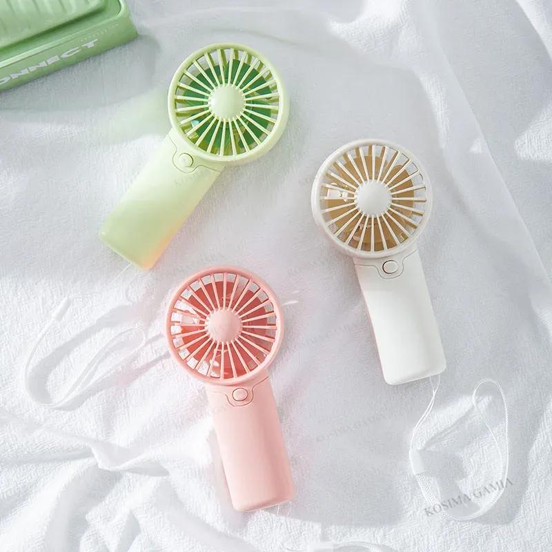 Cute Cartoon Handheld Fan Mini Lightweight Ultra Quiet Portable Pocket Fan With Lanyard For Student Dormitory Outdoor Daily Use