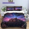 Set Copripiumino Trapuntato con Fantasia Castello Oscuro Decorazione per la Casa Regalo (1 * copripiumino + 2 * federe senza imbottitura)