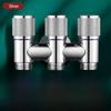 Aluminum Alloy 3 Way One-in Three-out Angle Valve for Bathroom Toilet Washing Machine Balcony Three Head Water Tap Bathroom Fittings