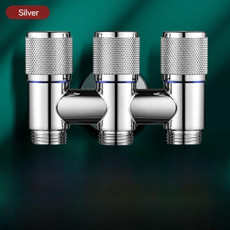 Aluminum Alloy 3 Way One-in Three-out Angle Valve for Bathroom Toilet Washing Machine Balcony Three Head Water Tap Bathroom Fittings