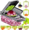 16-in-1 Chopper and Slicer—Vegetable Dicer, Mandoline Slicer, Spiralizer, Equipped with 8 Stainless Steel Blades, Includes Food Storage Container