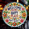Happy Place Metal Wall Art 2D Flat Print Chic Decor Living Room Bedroom Office Durable
