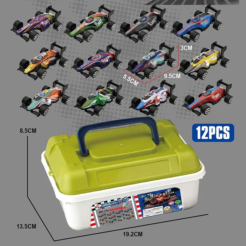 Mini Alloy Car Model Set with Storage Box Pullback Diecast Cars Toys for Boy Birthday Gifts Sliding Inertia Vehicle Children Toy
