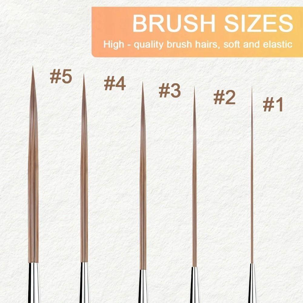 5Pcs Soft Elastic Bristles Long Line Brush Set Wood  Handle Watercolor Drawing Brushes  Marking