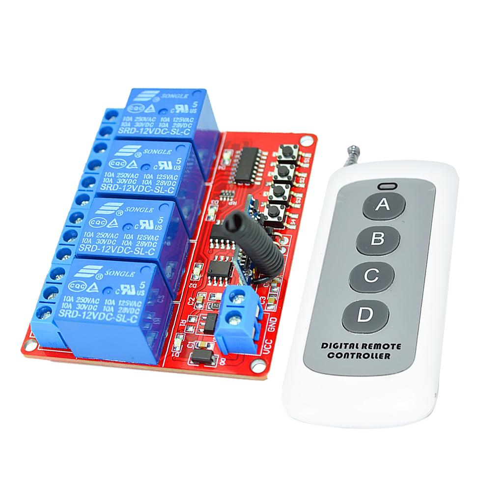 Buy 12V 4CH Relay Wireless Remote Control Lamp LED Switch Transceiver ...