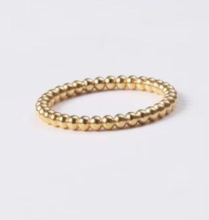 Anello in Acciaio Inossidabile Sottile Placcato Oro 18k Minimalista Acciaio Inossidabile Piccola Sfera Solida Anello Impilabile per Donna