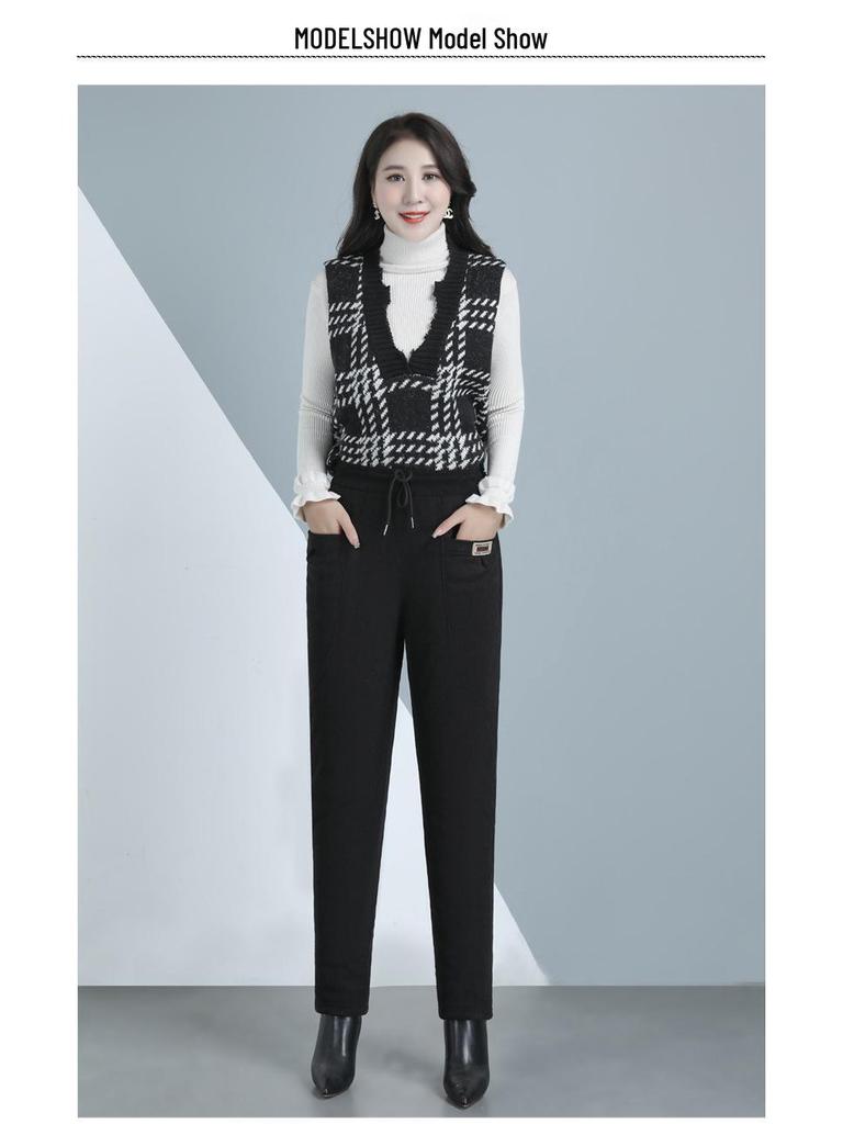 Extra-Warm Fleece Trousers for Middle-Aged and Elderly Women - Winter-Ready, Thickened Cotton, Plus Size