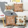New Autumn Thanksgiving Home Sofa Cushion Cover Letter Printed Linen Flowers Warm Colors