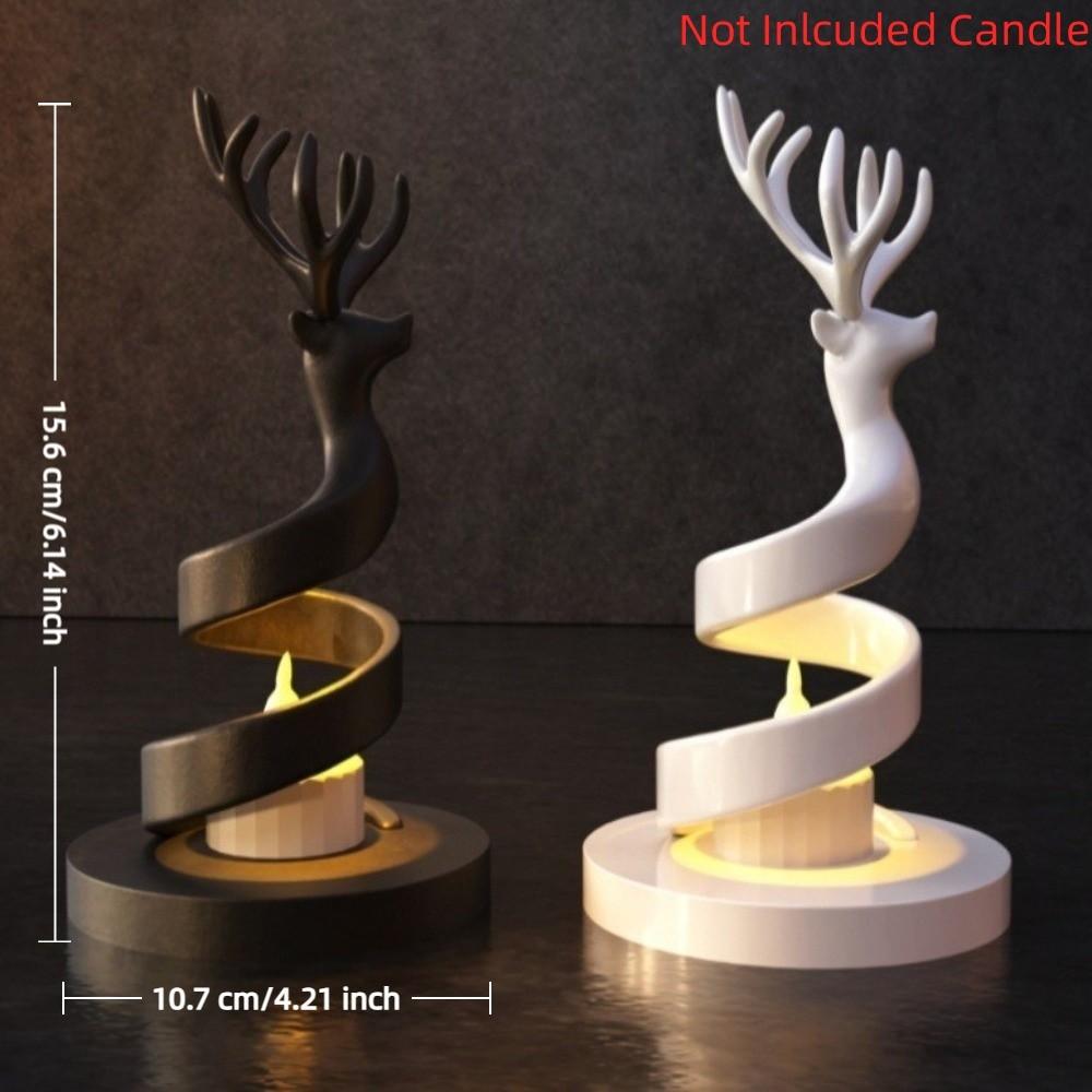 Spiral Reindeer Candlestick 3D Printed Deer Head Candle Stand Tabletop Fireplace