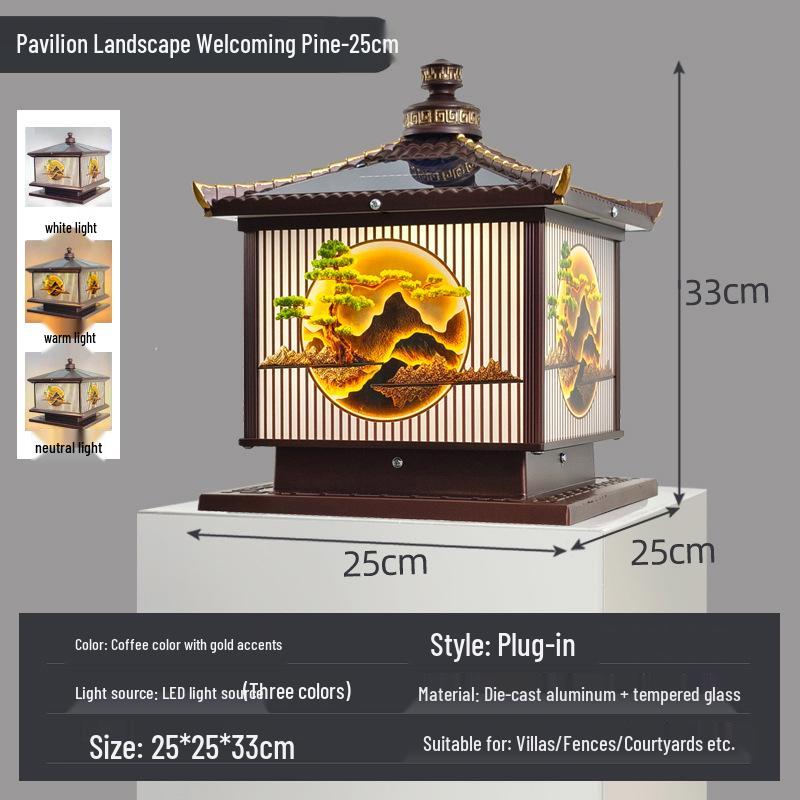 Waterproof Aluminum Solar Post Light for Outdoor Courtyard or Villa Entrance