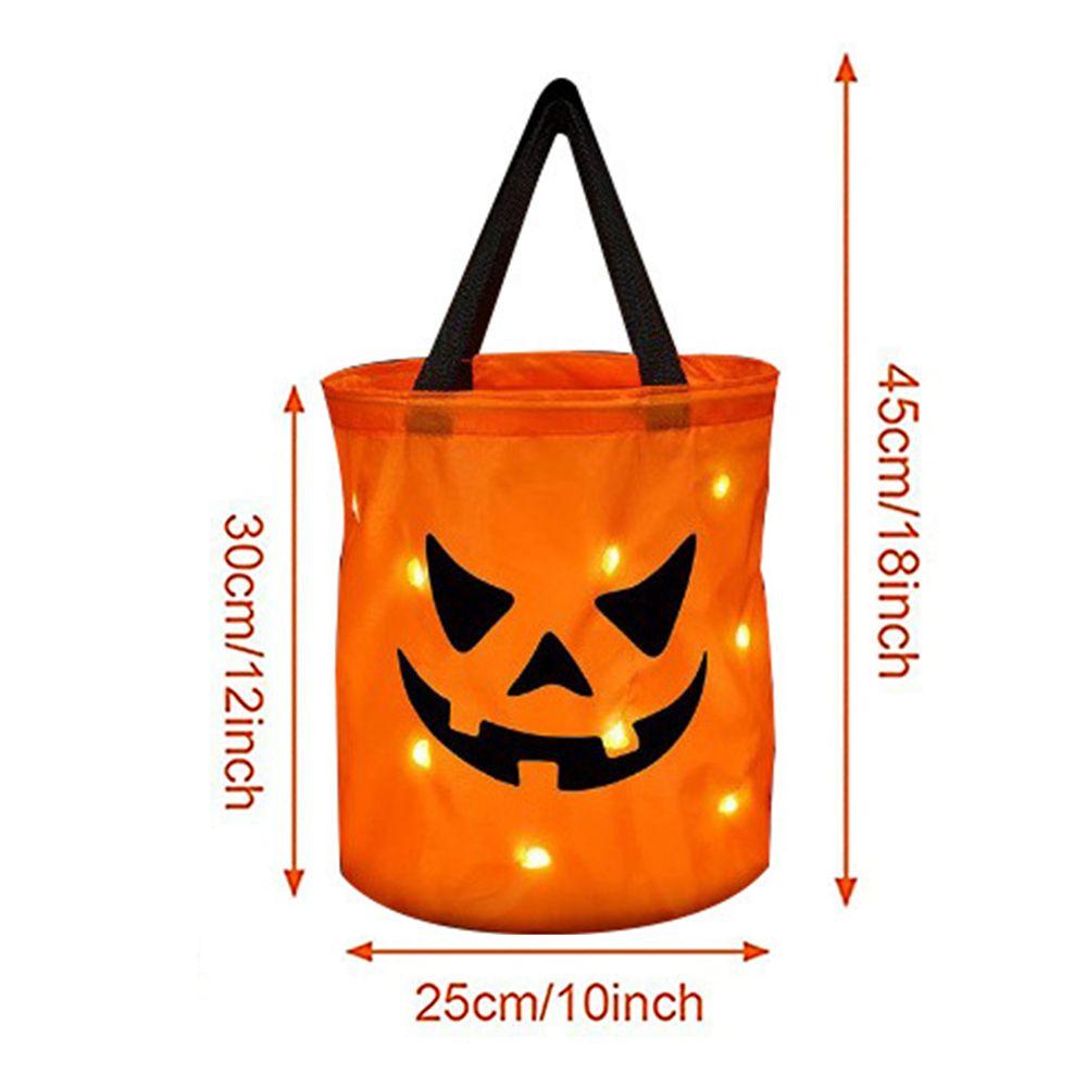 Grimace Party Pocket Trick or Treat LED Light Pumpkin Tote Bag Halloween Candy Bags Ghost Festival