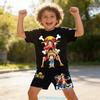 One Piece Children's Polyester Short-Sleeved Shorts Set with Cartoon Print - Boys' Sports Shirt for Summer T-Shirt Set of 2 Pieces
