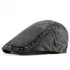 Vintage Washed Denim Beret for Men & Women Summer Breathable Flat Cap Simple Retro Newsboy Hat Adjustable Forward Cap