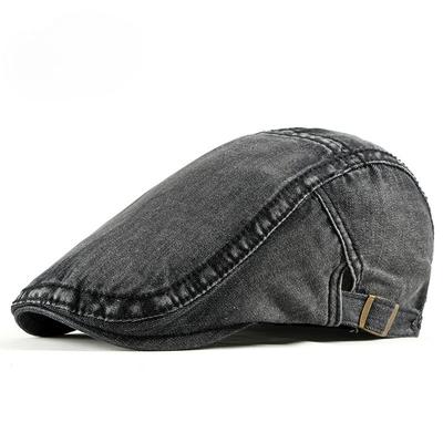 Vintage Washed Denim Beret for Men & Women Summer Breathable Flat Cap Simple Retro Newsboy Hat Adjustable Forward Cap