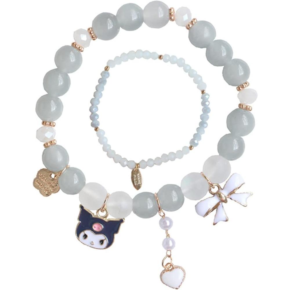 Cartoon Elastic Crystal Beaded Bracelets Kawaii Bracelets Set for Friendship Jewelry