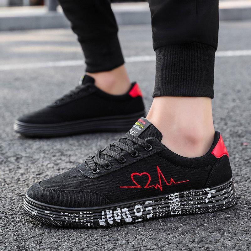 Letter Graphic Lace-up Front Skate Shoes Men's Canvas Shoes Sports Casual Shoes Individual Printing