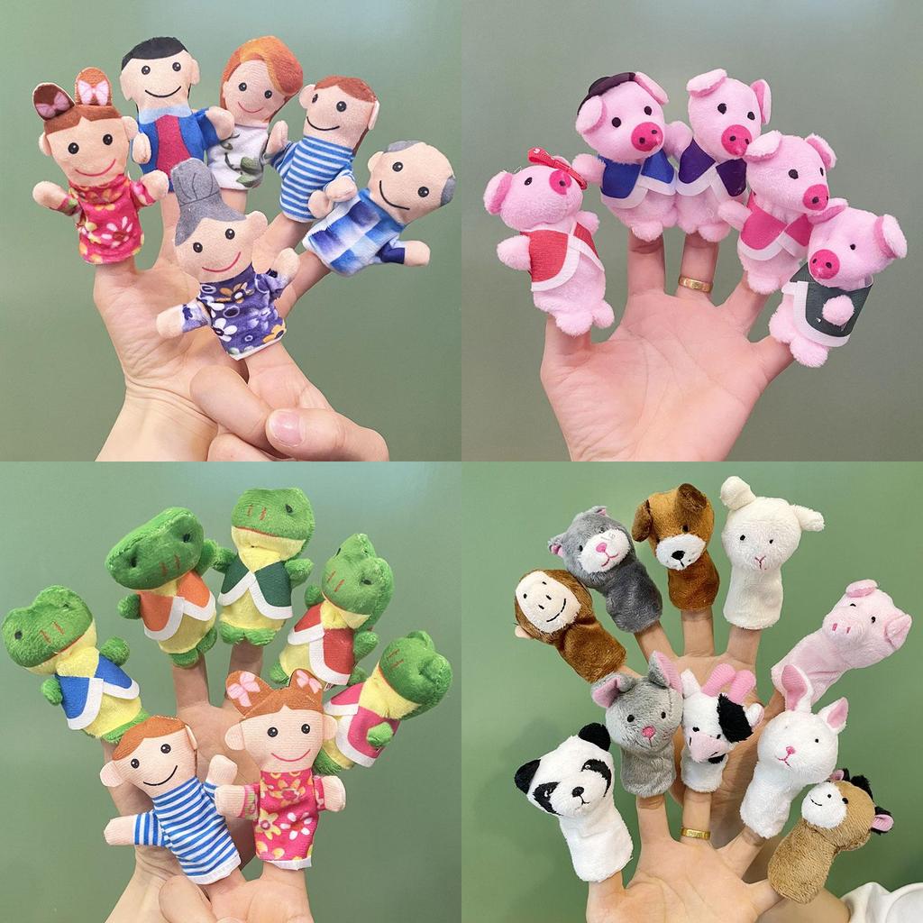 Plush Frog And Child Finger Puppets Set For Baby Comfort And Play