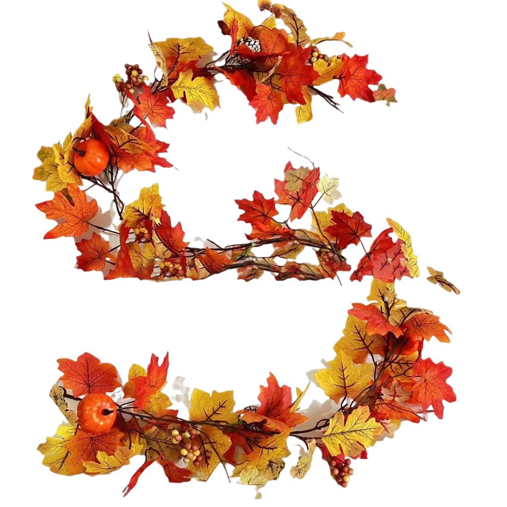 Artificial Maple Leaf Garland, Light-colored Double Maple Leaves Hanging Vine For Home, Wedding, Party Decoration