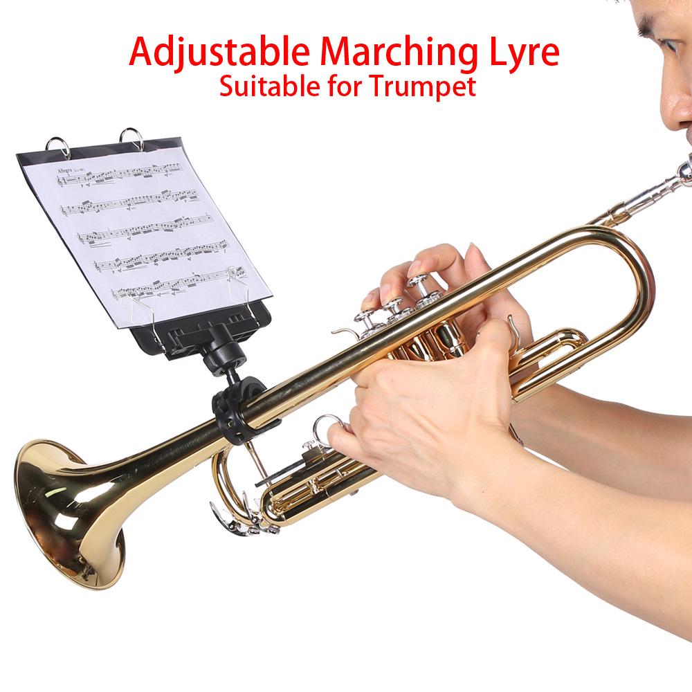 Portable Black Trumpet Marching Lyre Music Clip Stand
